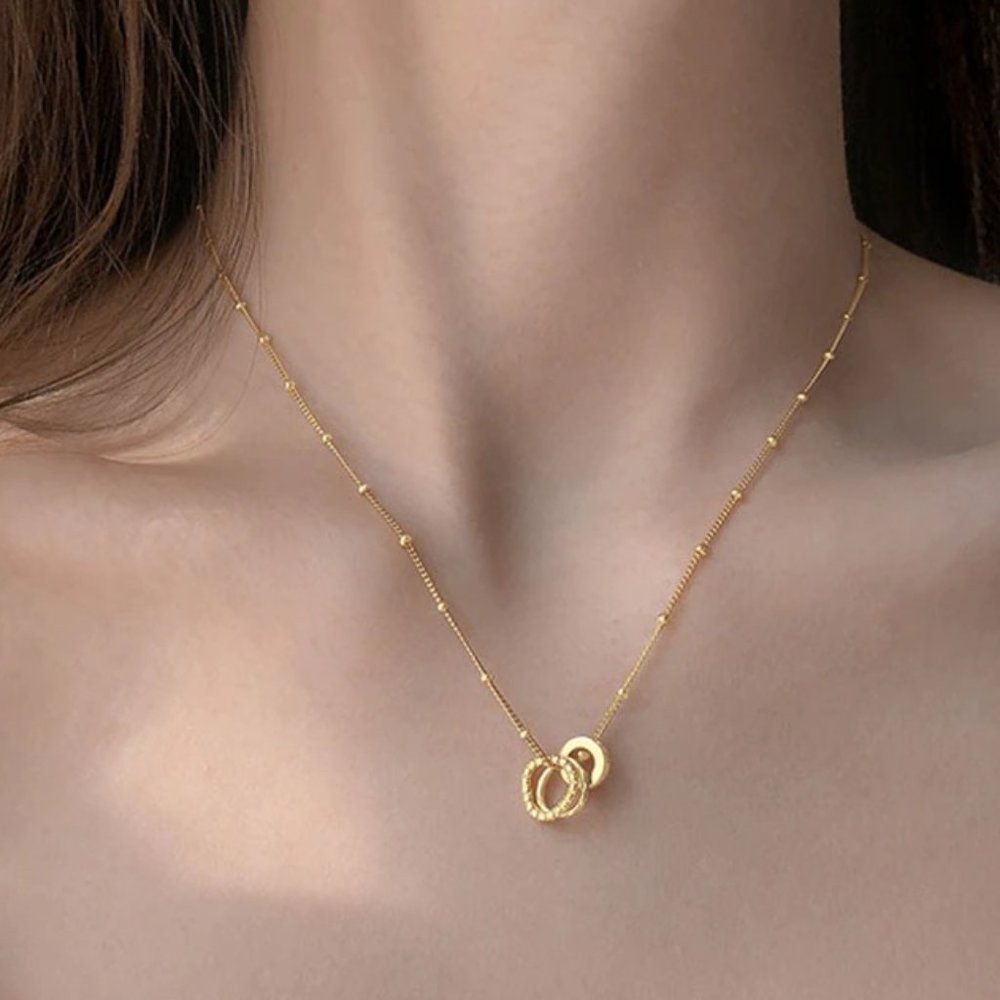 NEW Silver Gold Geometric Irregular Circle Necklace - Picture 1 of 8